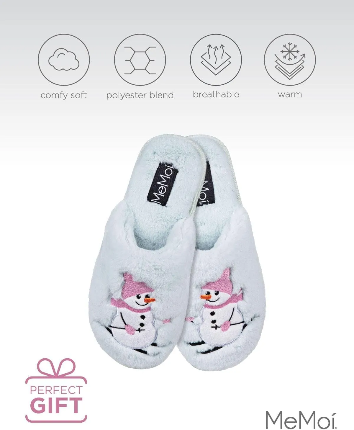 MeMoi Women's Snowman Ski-Sons Hard Bottom Plush Slippers