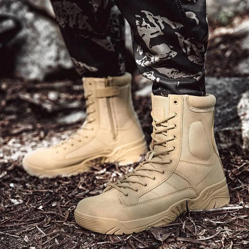 Men Outdoor High Top Slip Resistant Hiking Combat Boots