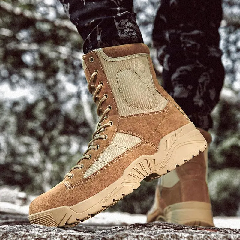Men Outdoor High Top Slip Resistant Hiking Combat Boots