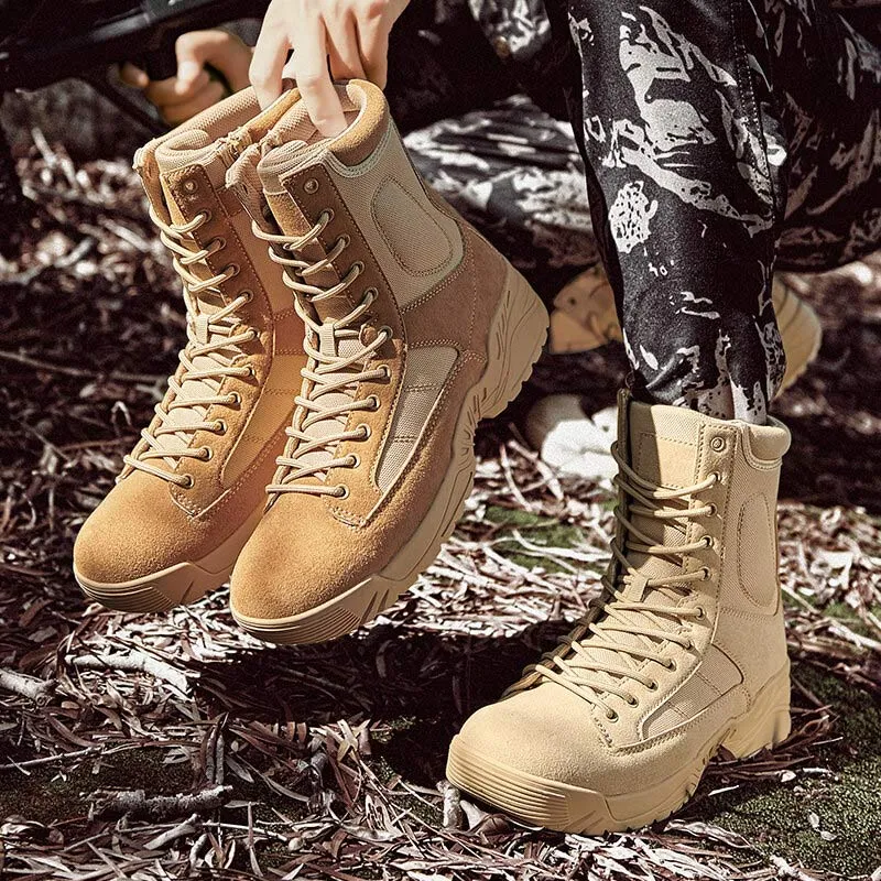 Men Outdoor High Top Slip Resistant Hiking Combat Boots