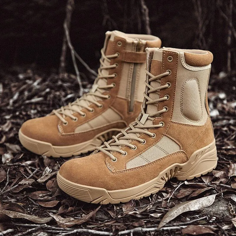 Men Outdoor High Top Slip Resistant Hiking Combat Boots