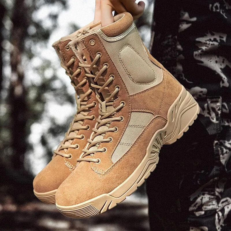 Men Outdoor High Top Slip Resistant Hiking Combat Boots