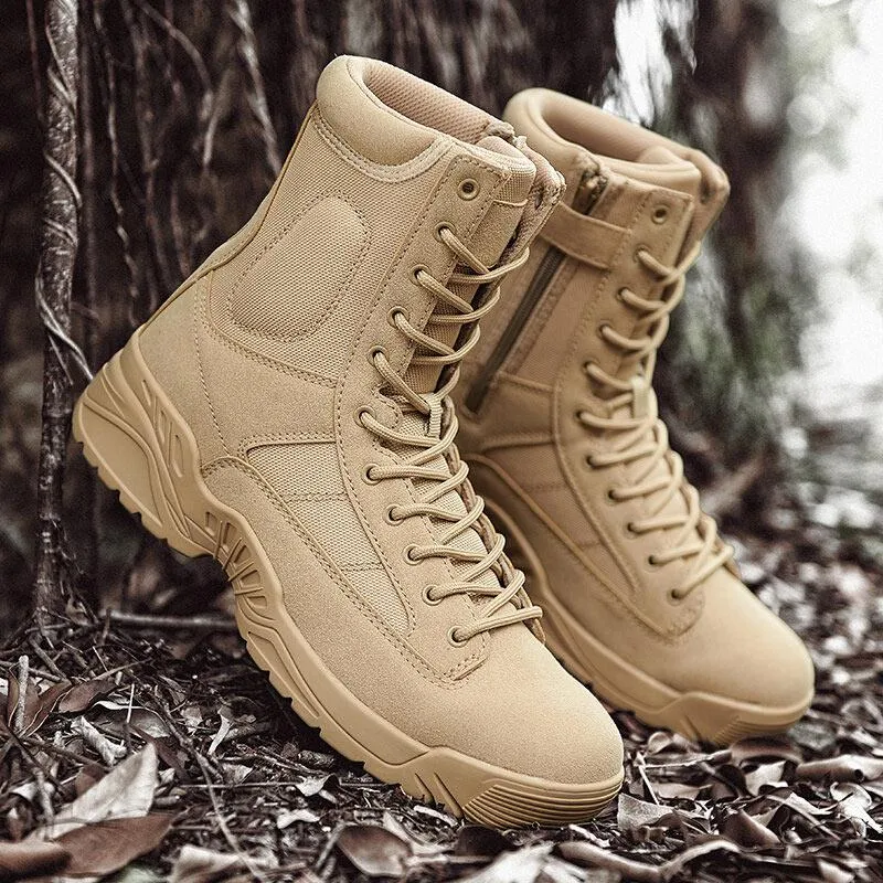 Men Outdoor High Top Slip Resistant Hiking Combat Boots