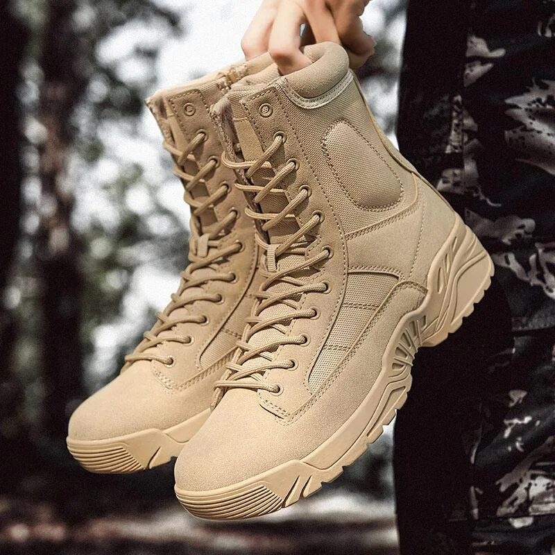 Men Outdoor High Top Slip Resistant Hiking Combat Boots