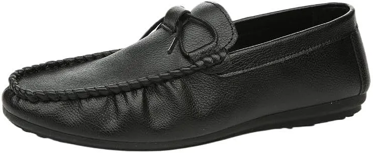 Men Party Loafers Vegan Leather Outdoor Round Toe Anti-Slip Slip Resistant Rubber Sole Shoe for Casual Wedding Party Prom Slip On
