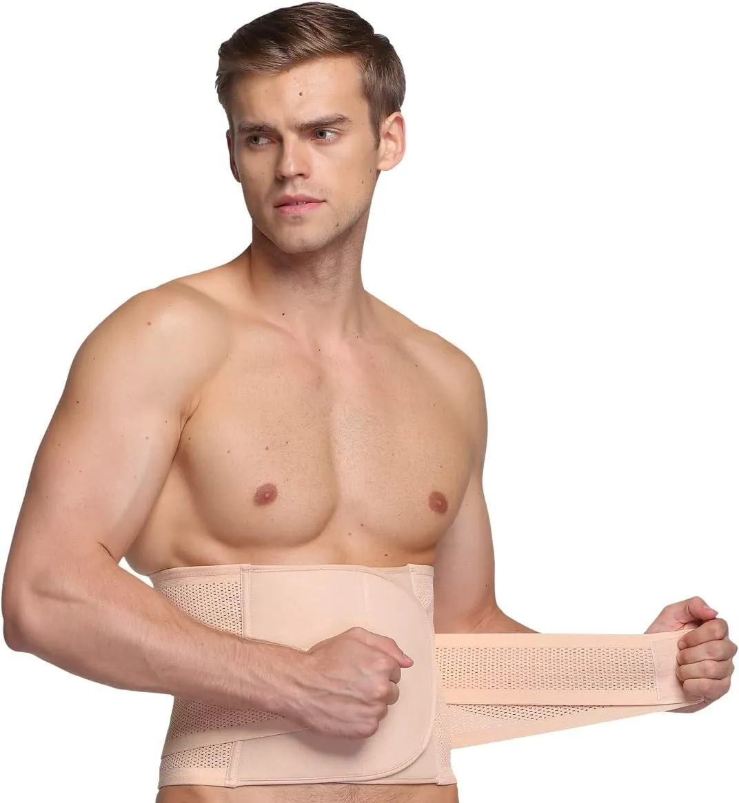 Men Waist Cincher Trimmer Trainer Belt Breathable Back Brace Belly Wrap