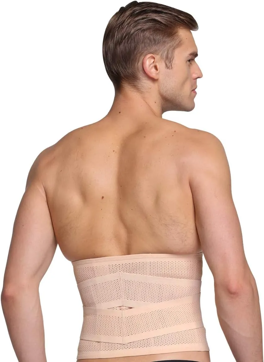 Men Waist Cincher Trimmer Trainer Belt Breathable Back Brace Belly Wrap