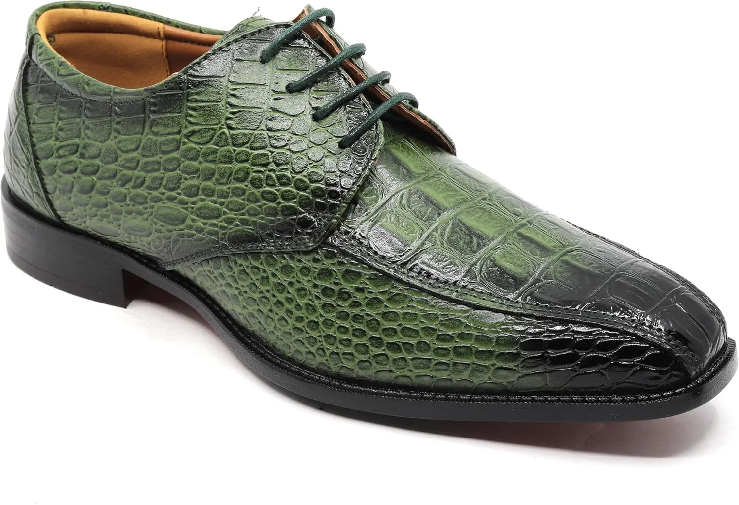 Men's Alligator Crocodile Print Oxford Fashion Lace Up Dress Shoe croco-03