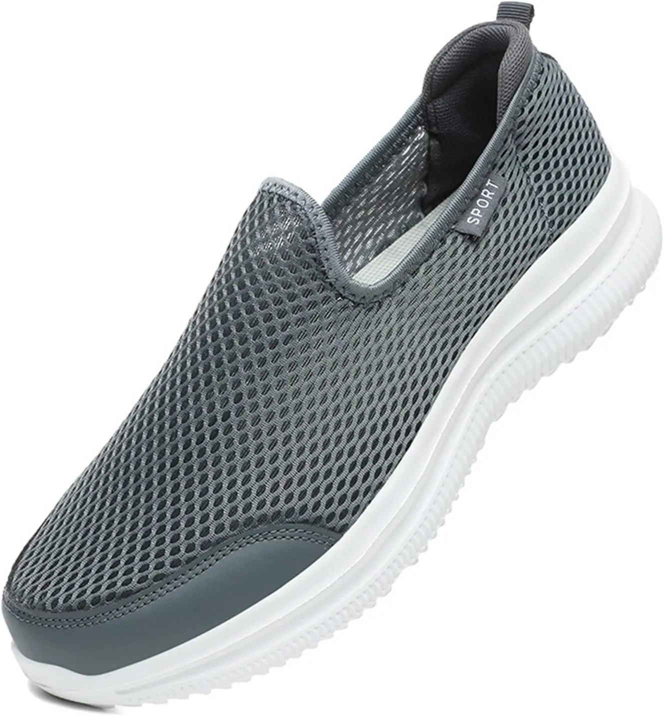 Men's Arch Support Shoes Mesh Shallow Mouth Slip On Loafers Lightweight Casual Shoes Wide Mens Sneaker Boot Size 8