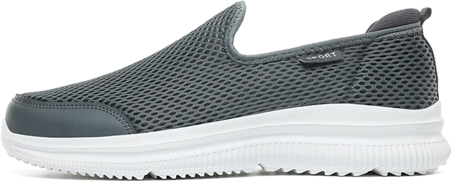 Men's Arch Support Shoes Mesh Shallow Mouth Slip On Loafers Lightweight Casual Shoes Wide Mens Sneaker Boot Size 8