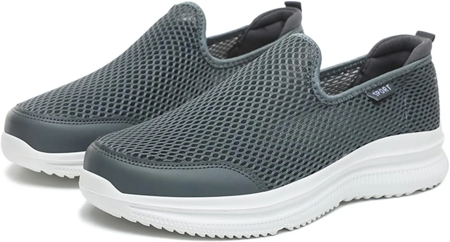 Men's Arch Support Shoes Mesh Shallow Mouth Slip On Loafers Lightweight Casual Shoes Wide Mens Sneaker Boot Size 8