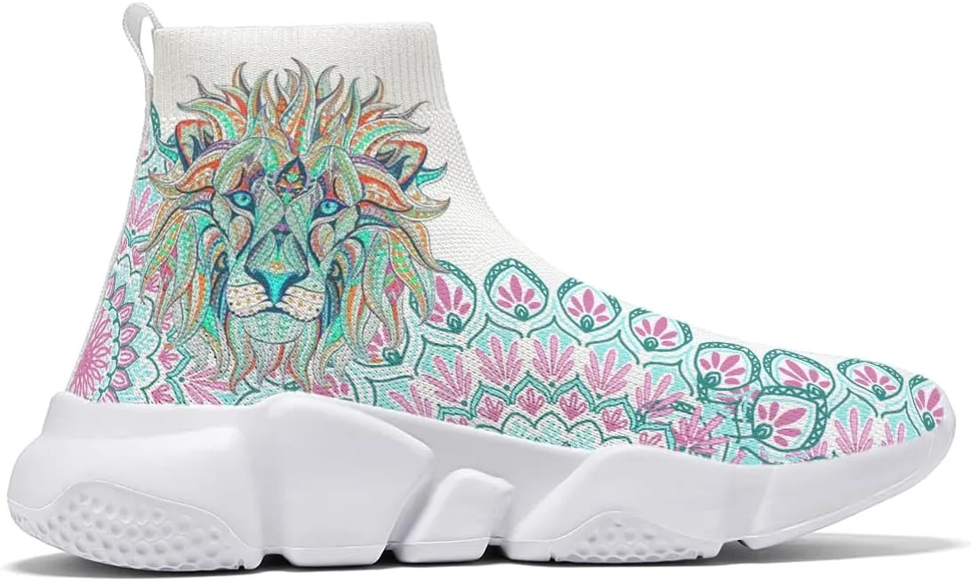 Mens Art Shoes Lion Painted Running Lightweight Breathable Tennis Shoes Slip on Sneakers Gym Cross Trainer