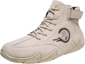 Men's Athletic Running Shoes High Top Hook Loop Short Boots Suede Lace Up Shoes Arch Sneaker Insoles Men Memory Foam