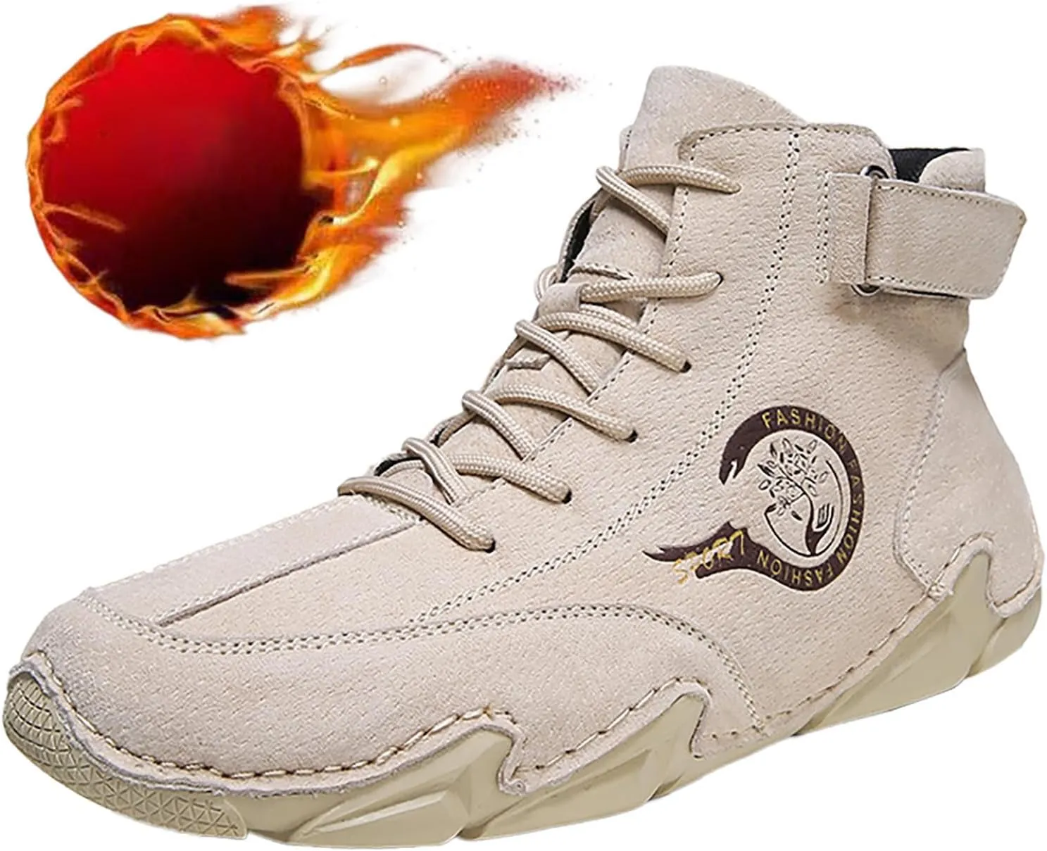 Men's Athletic Running Shoes High Top Hook Loop Short Boots Suede Lace Up Shoes Arch Sneaker Insoles Men Memory Foam