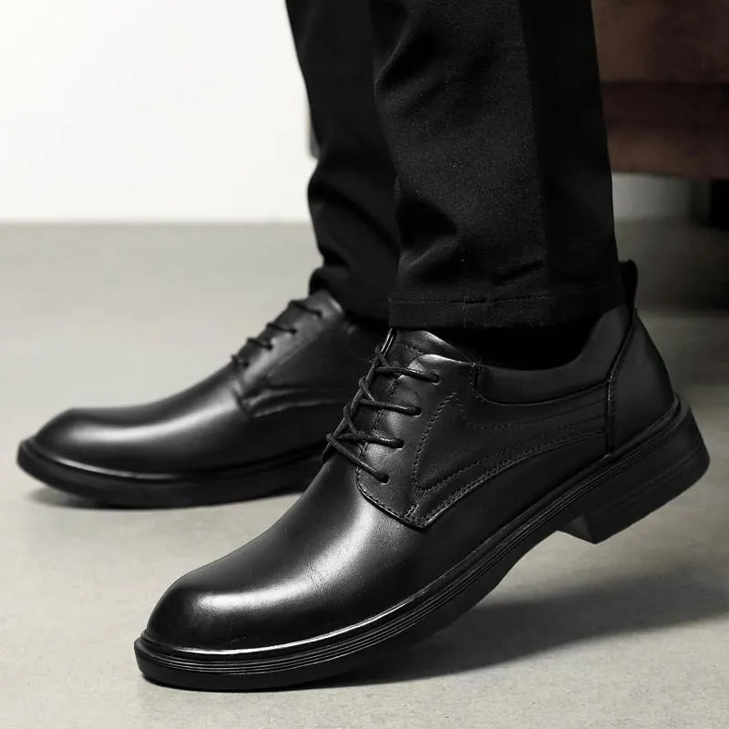 Men's Black Classic Formal Oxford Shoes Mens Lace Up Tuxedo Shoes Pointed Toe Wedding Dress Shoes for Men