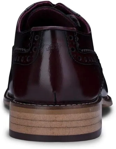 Mens Black Gatsby Oxford Real Leather Classic Formal Laced Vintage Brogue Shoes