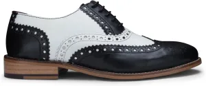 Mens Black Gatsby Oxford Real Leather Classic Formal Laced Vintage Brogue Shoes