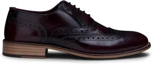 Mens Black Gatsby Oxford Real Leather Classic Formal Laced Vintage Brogue Shoes