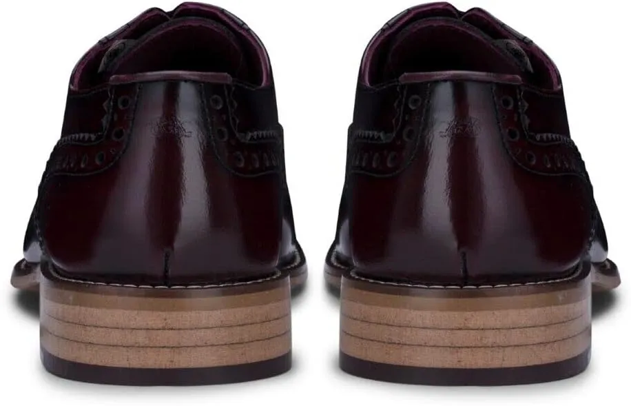 Mens Black Gatsby Oxford Real Leather Classic Formal Laced Vintage Brogue Shoes
