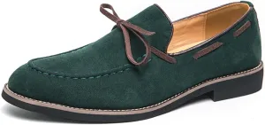 Men's Bow Suede Slip on Casual Loafers Low Top Lightweight Non-Slip Flats Driving Boat Shoes for Business Work Office