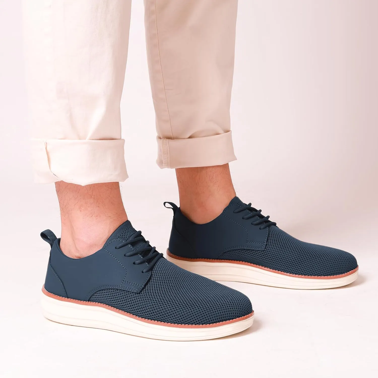 Men's Casual Dress Oxfords Shoes Breathable Knit Leisure Fashion Sneakers Lightweight Comfortable Walking Shoes