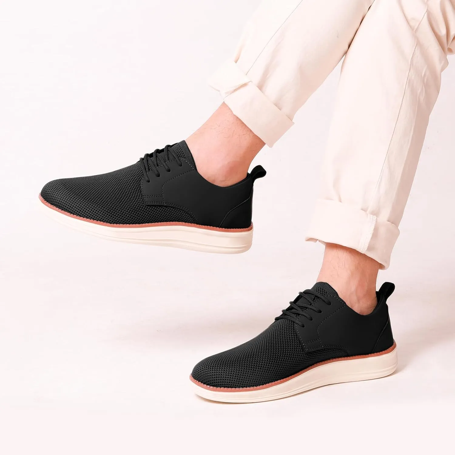 Men's Casual Dress Oxfords Shoes Breathable Knit Leisure Fashion Sneakers Lightweight Comfortable Walking Shoes