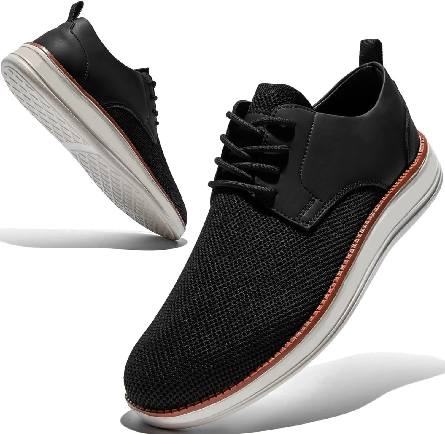 Men's Casual Dress Oxfords Shoes Breathable Knit Leisure Fashion Sneakers Lightweight Comfortable Walking Shoes
