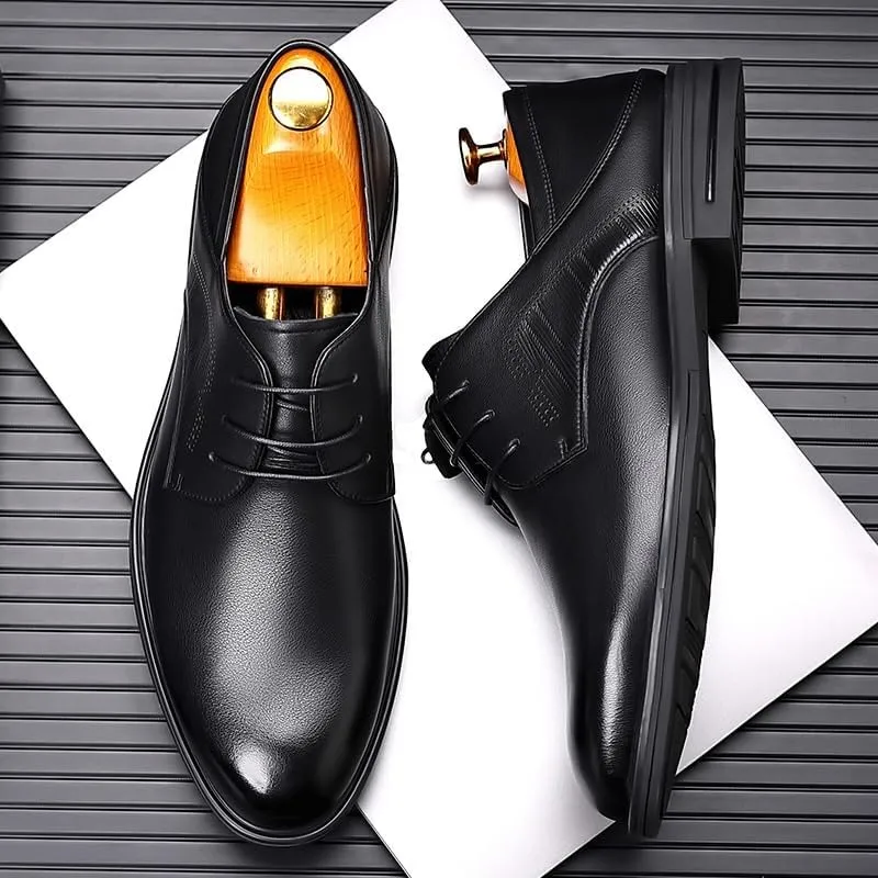 Men's Classic Lace-Up Dress Shoes Patent Leather Retro Comfortable Business Oxford Shoes Wedding Office Loafers Shoes