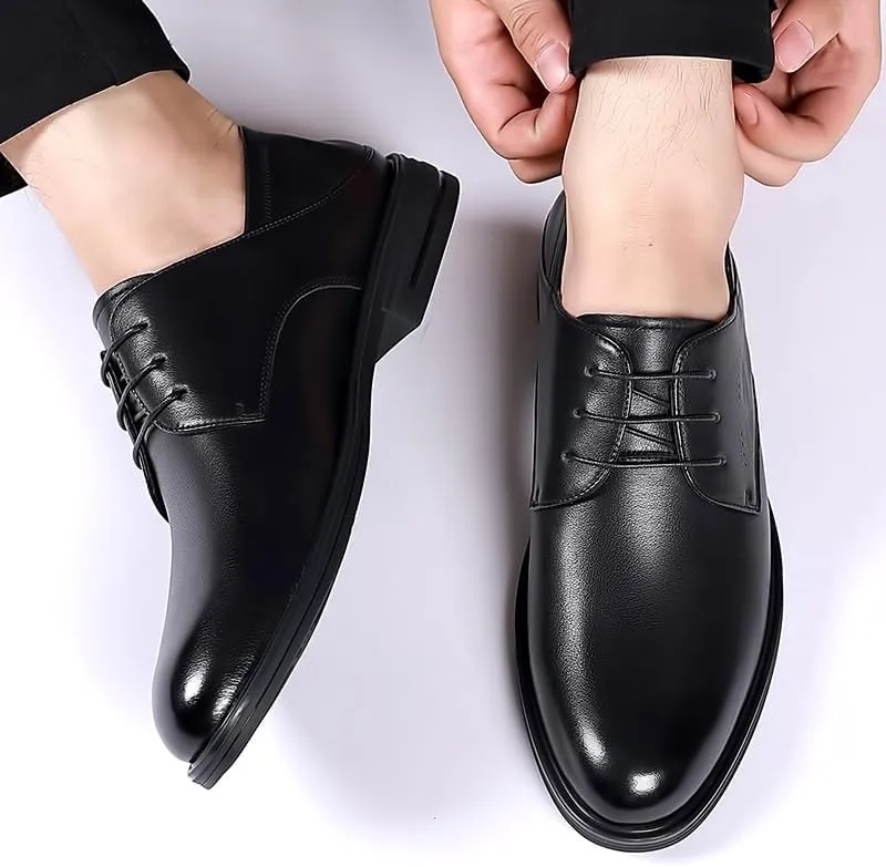 Men's Classic Lace-Up Dress Shoes Patent Leather Retro Comfortable Business Oxford Shoes Wedding Office Loafers Shoes
