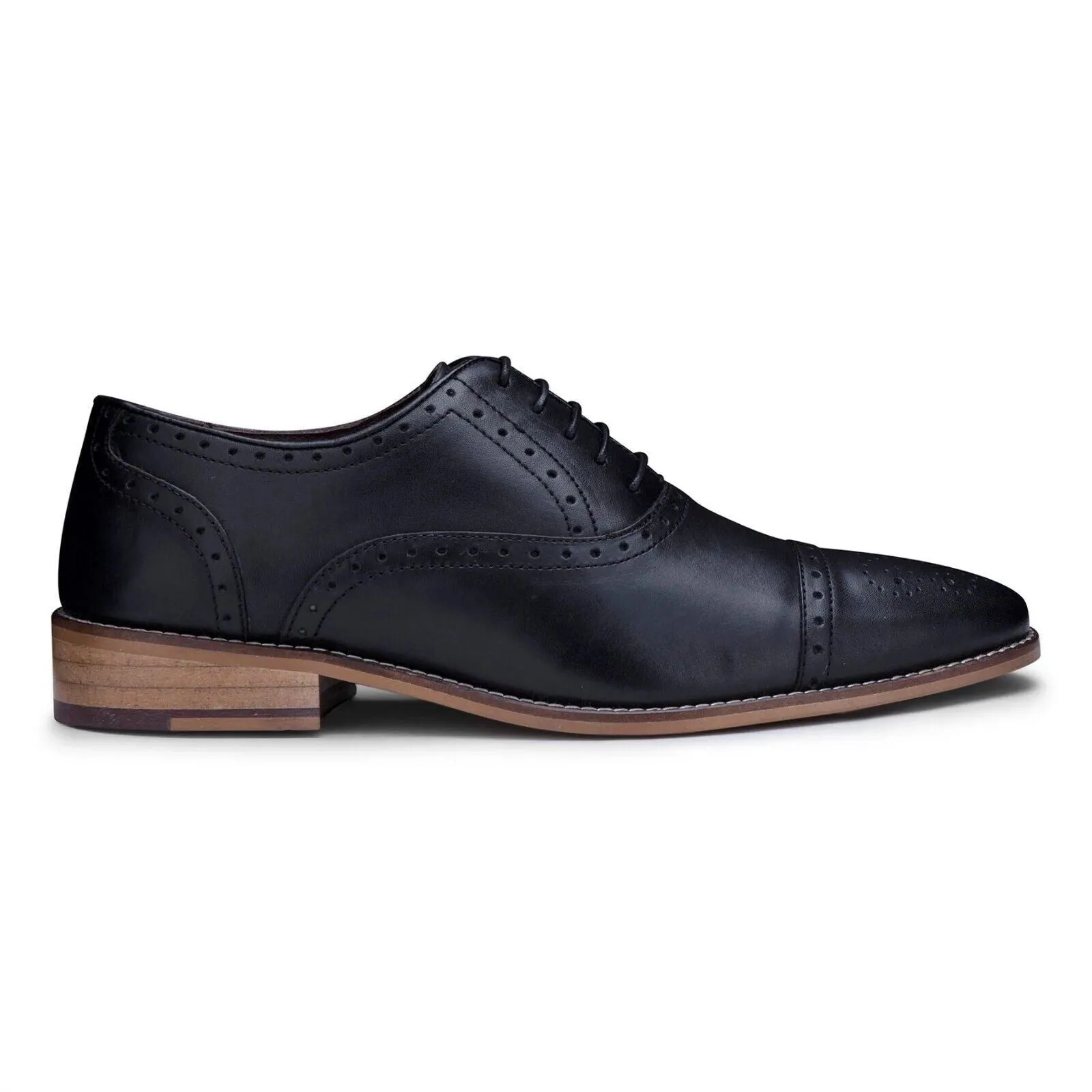 Men's Classic Oxford Black Leather Gatsby Brogue Shoes