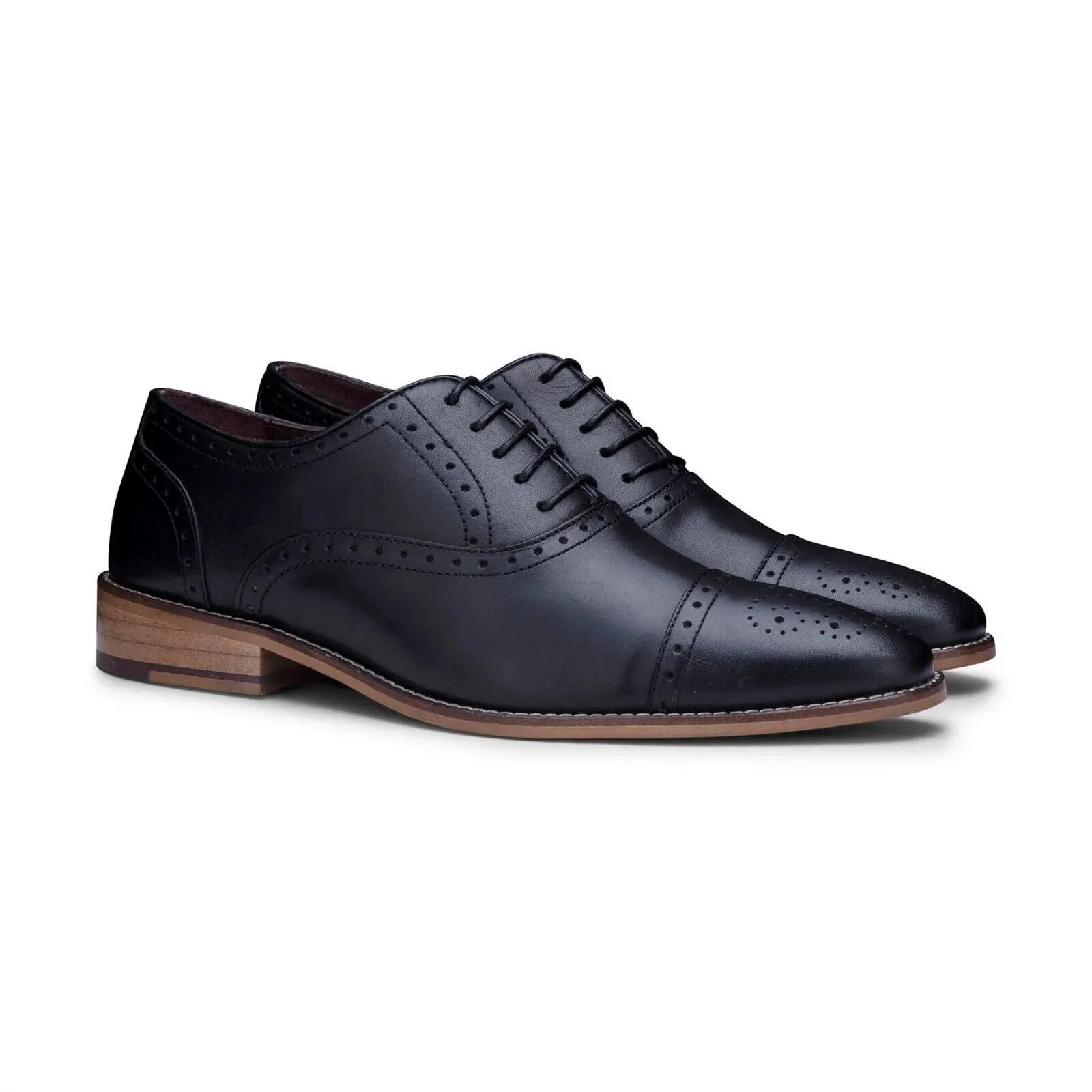 Men's Classic Oxford Black Leather Gatsby Brogue Shoes