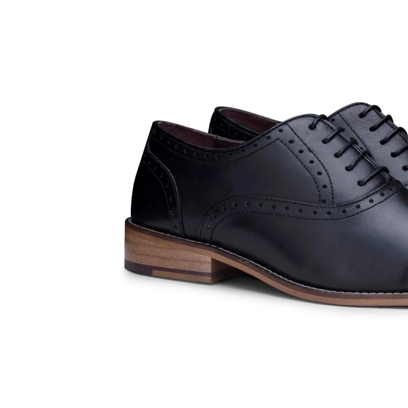 Men's Classic Oxford Black Leather Gatsby Brogue Shoes