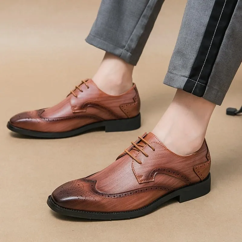 Men's Classic Patent Leather Oxford Lace-up Formal Dress Shoes Lightweight Comfortable Platform Derby Shoes for Business Dinners