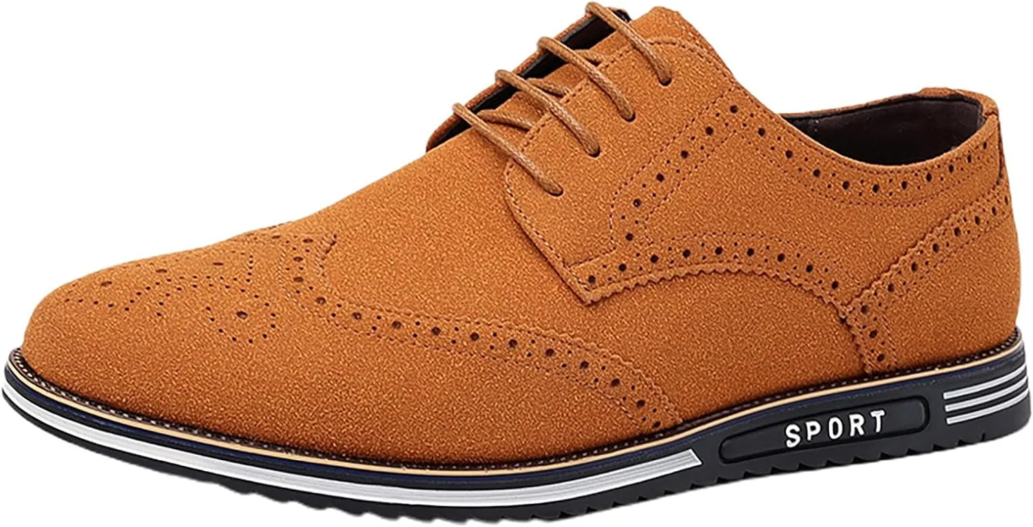 Men's Classic Suede Leather Lace Up Oxford Shoes Business Casual Dress Shoes for Men