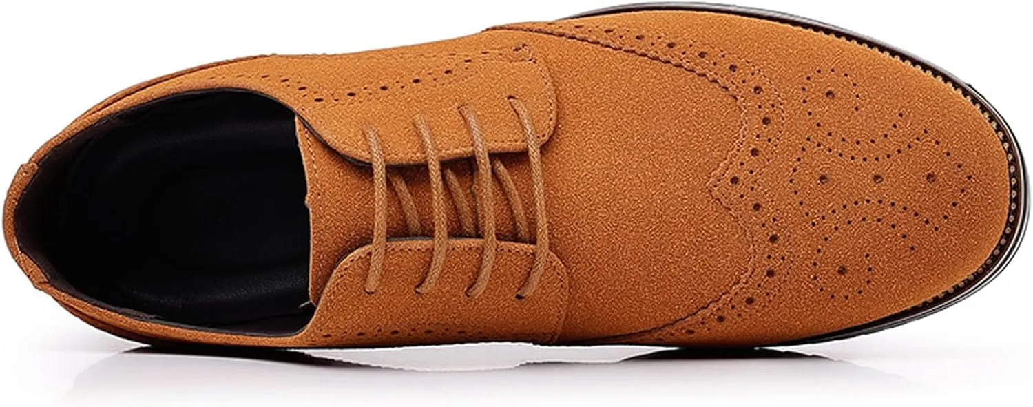 Men's Classic Suede Leather Lace Up Oxford Shoes Business Casual Dress Shoes for Men