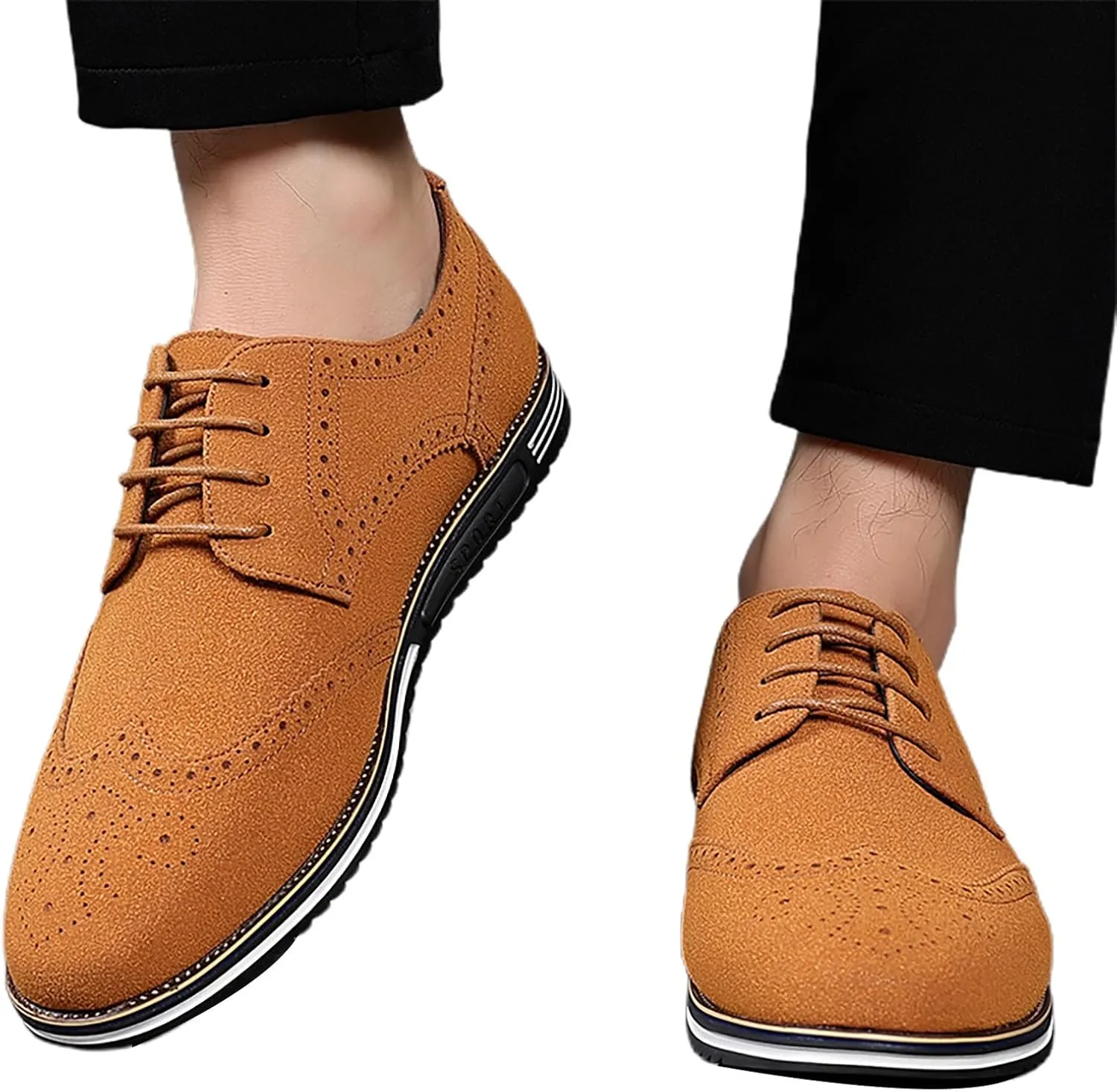 Men's Classic Suede Leather Lace Up Oxford Shoes Business Casual Dress Shoes for Men