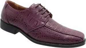 Men's Crocodile Skin Pattern Front Round Thick Laces Dress Oxford Shoes