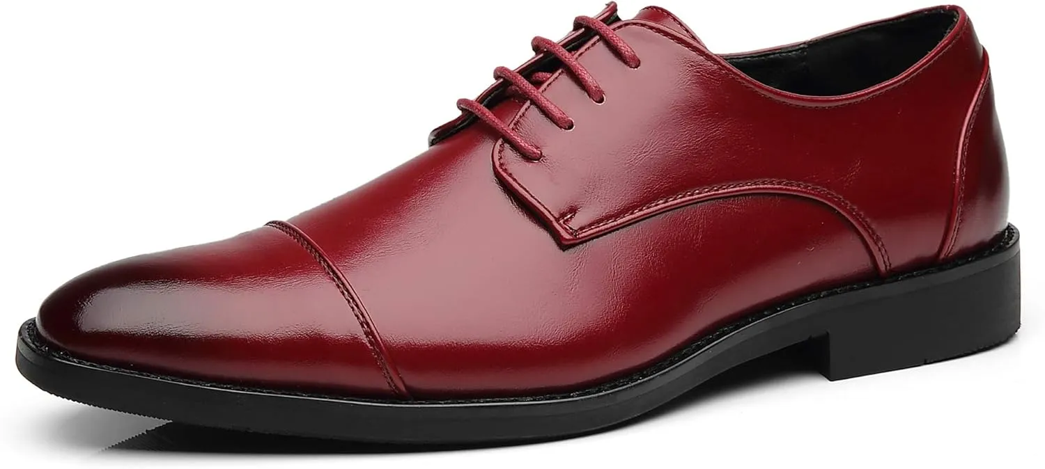 Mens Dress Shoes Classic Modern Formal Wingtip Cap-Toe Lace up Oxford Shoes