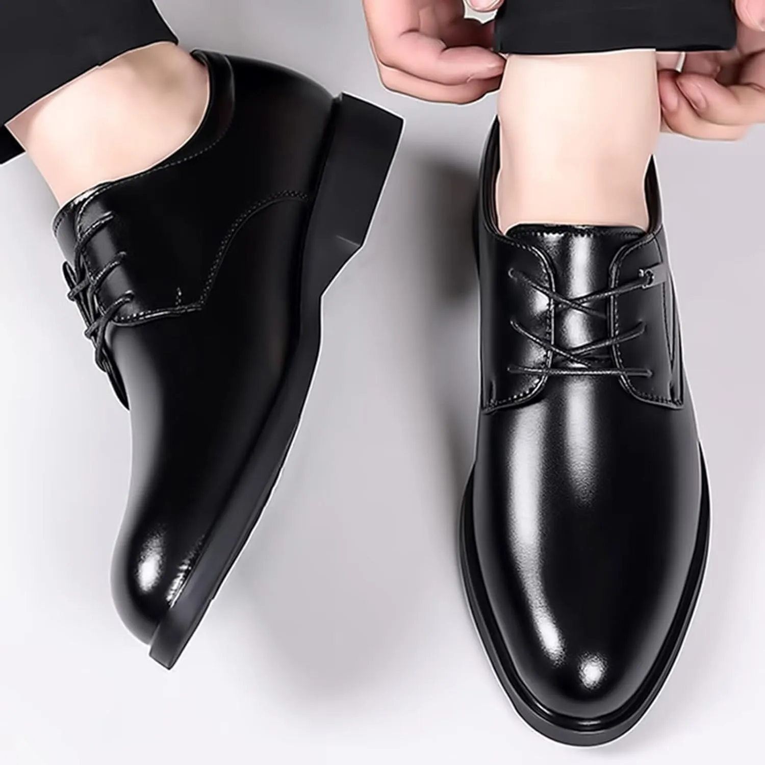Men's Dress Shoes Formal Oxford Classic Lace Up Derby Shoes Leather
