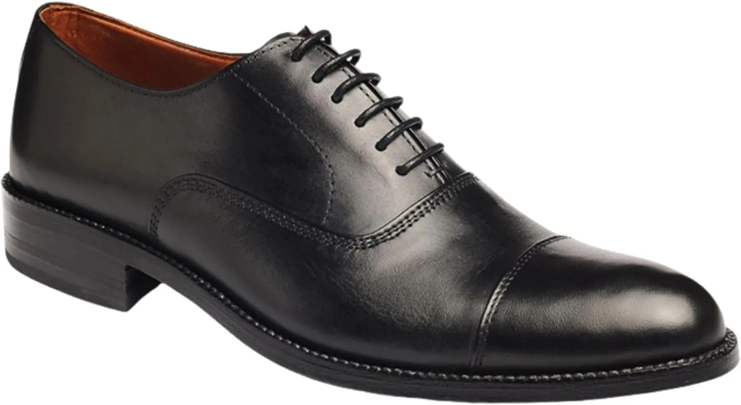 Men's Dress Shoes | Genuine Leather Cap Toe Oxford Shoes Men Lace-Up Comfortable Rubber Sole