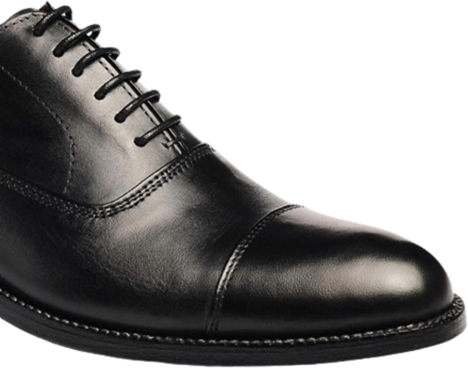 Men's Dress Shoes | Genuine Leather Cap Toe Oxford Shoes Men Lace-Up Comfortable Rubber Sole