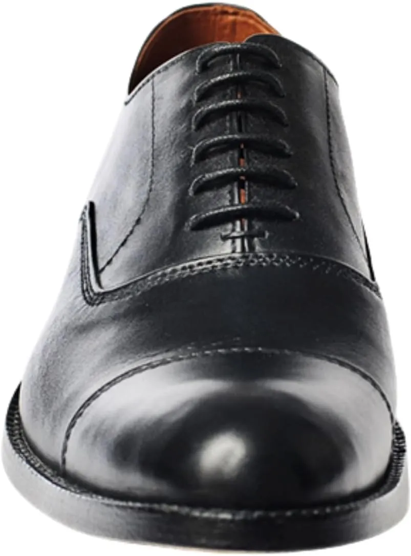 Men's Dress Shoes | Genuine Leather Cap Toe Oxford Shoes Men Lace-Up Comfortable Rubber Sole