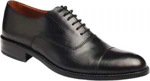 Men's Dress Shoes | Genuine Leather Cap Toe Oxford Shoes Men Lace-Up Comfortable Rubber Sole