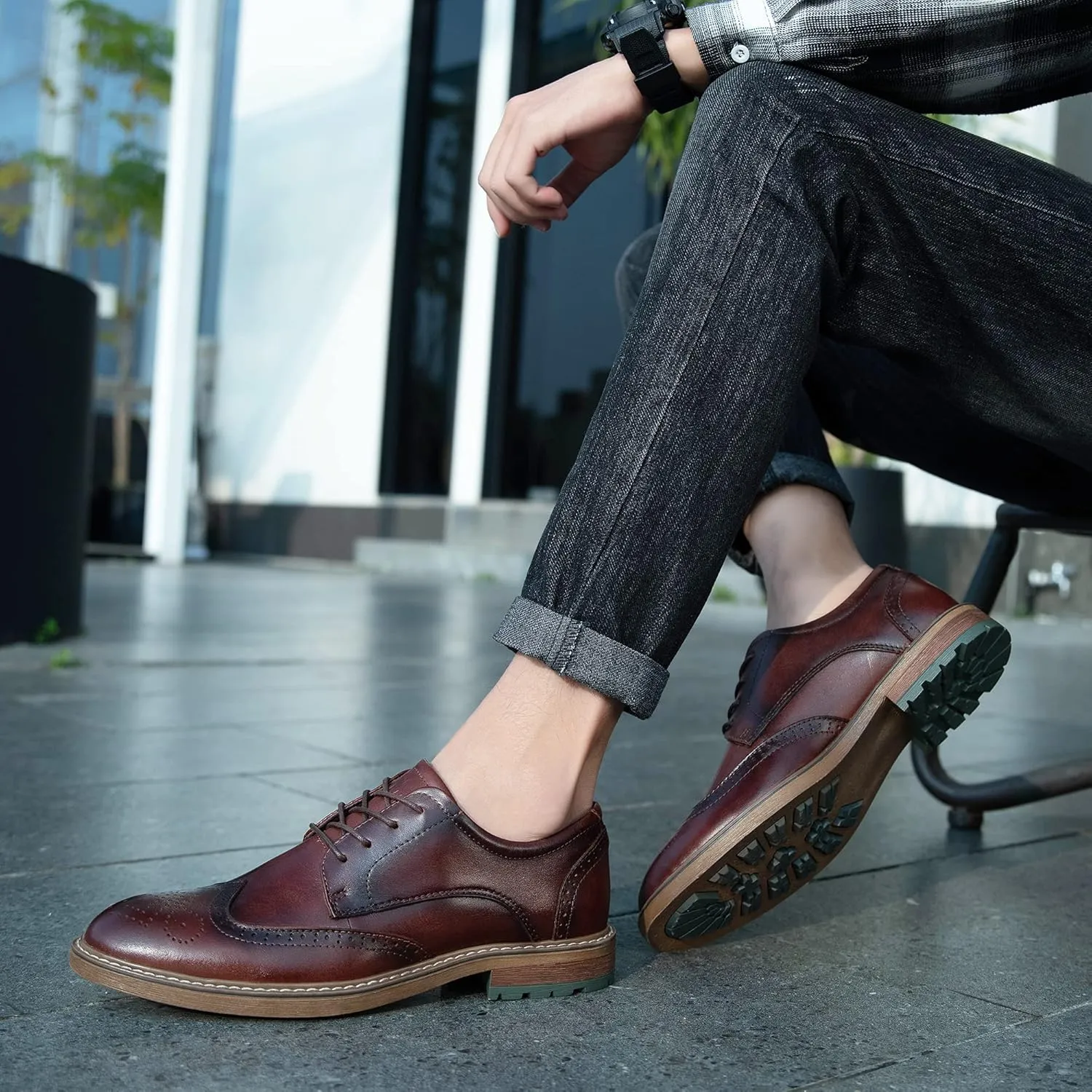 Mens Dress Shoes, Lace Up Plain Toe Leather Oxford