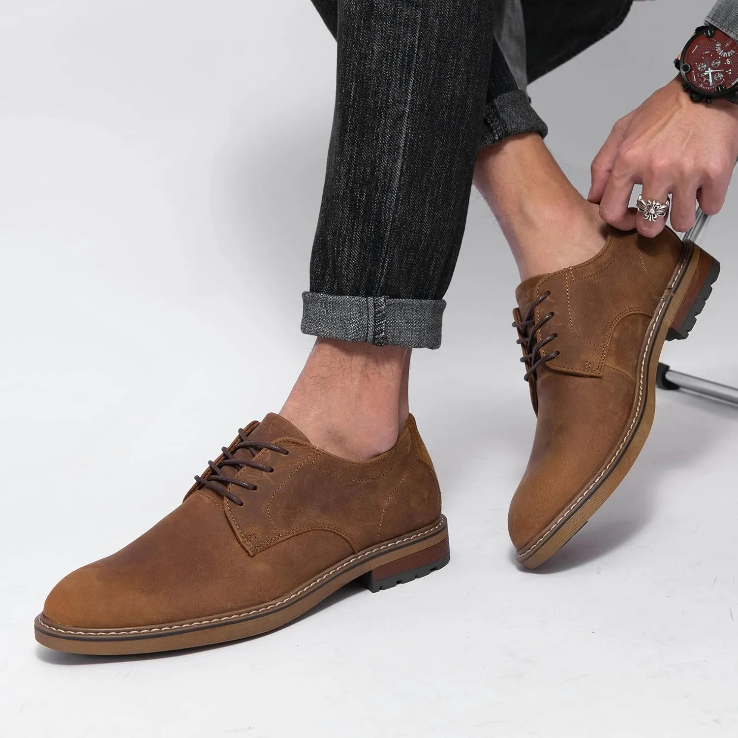 Mens Dress Shoes, Lace Up Plain Toe Leather Oxford