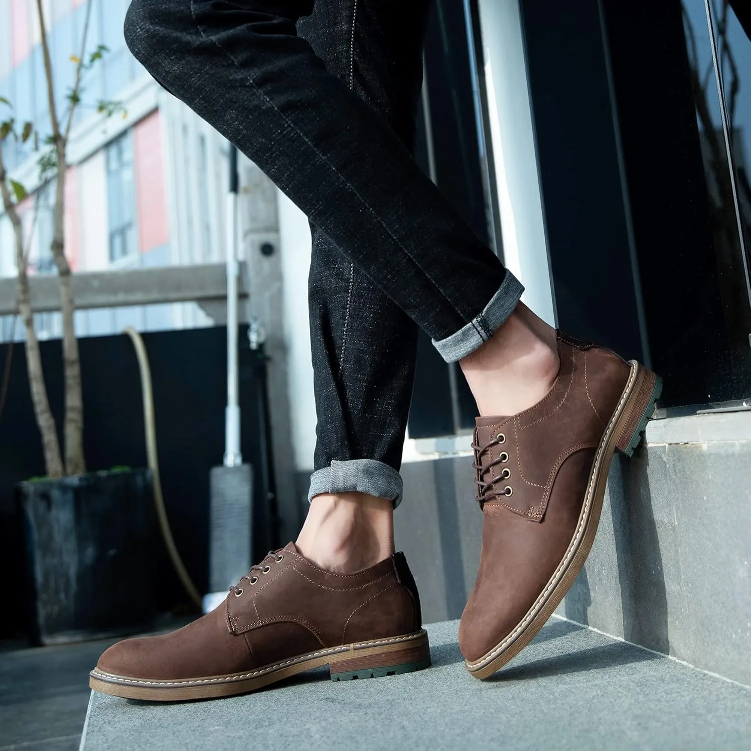 Mens Dress Shoes, Lace Up Plain Toe Leather Oxford