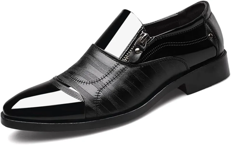 Mens Dress Shoes Leather Shoes Loafers Pointed Lace Up Business Tuxedo Shoes