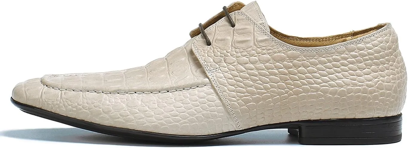 Mens Dress Shoes Modern Formal Lace up Oxford Shoes for Men Ivory