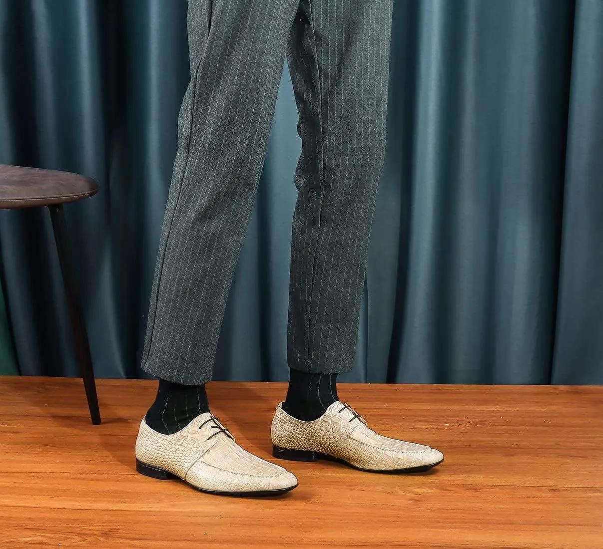 Mens Dress Shoes Modern Formal Lace up Oxford Shoes for Men Ivory