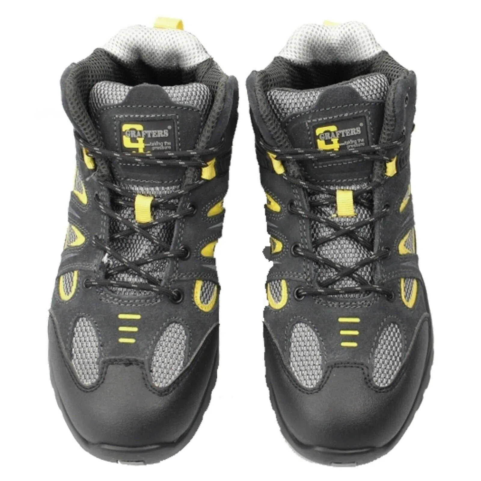 Mens Grafters Suede Safety Trainer Boots Grey/yellow Size 3 - 12 M474FZ